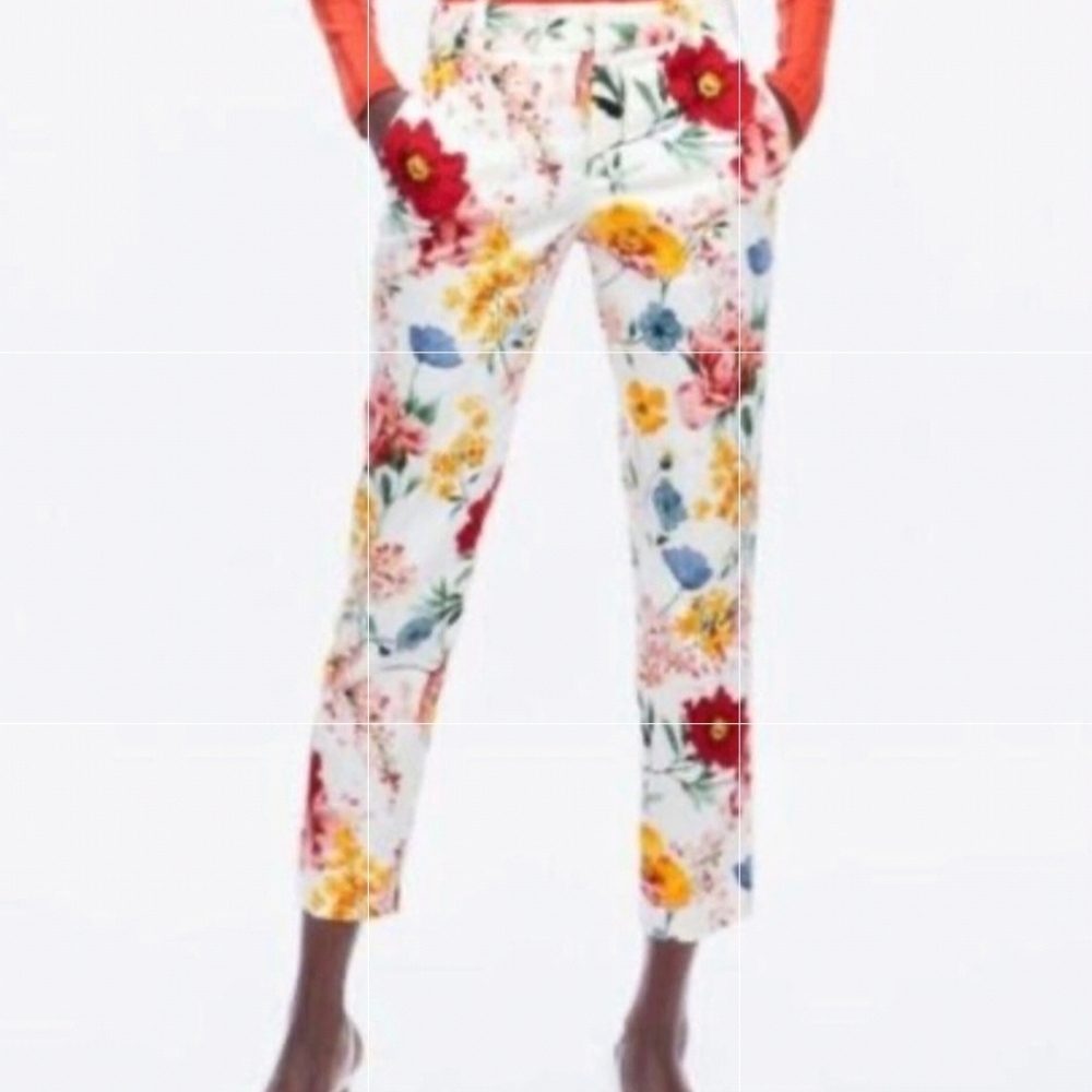 Zara chino fit floral trousers